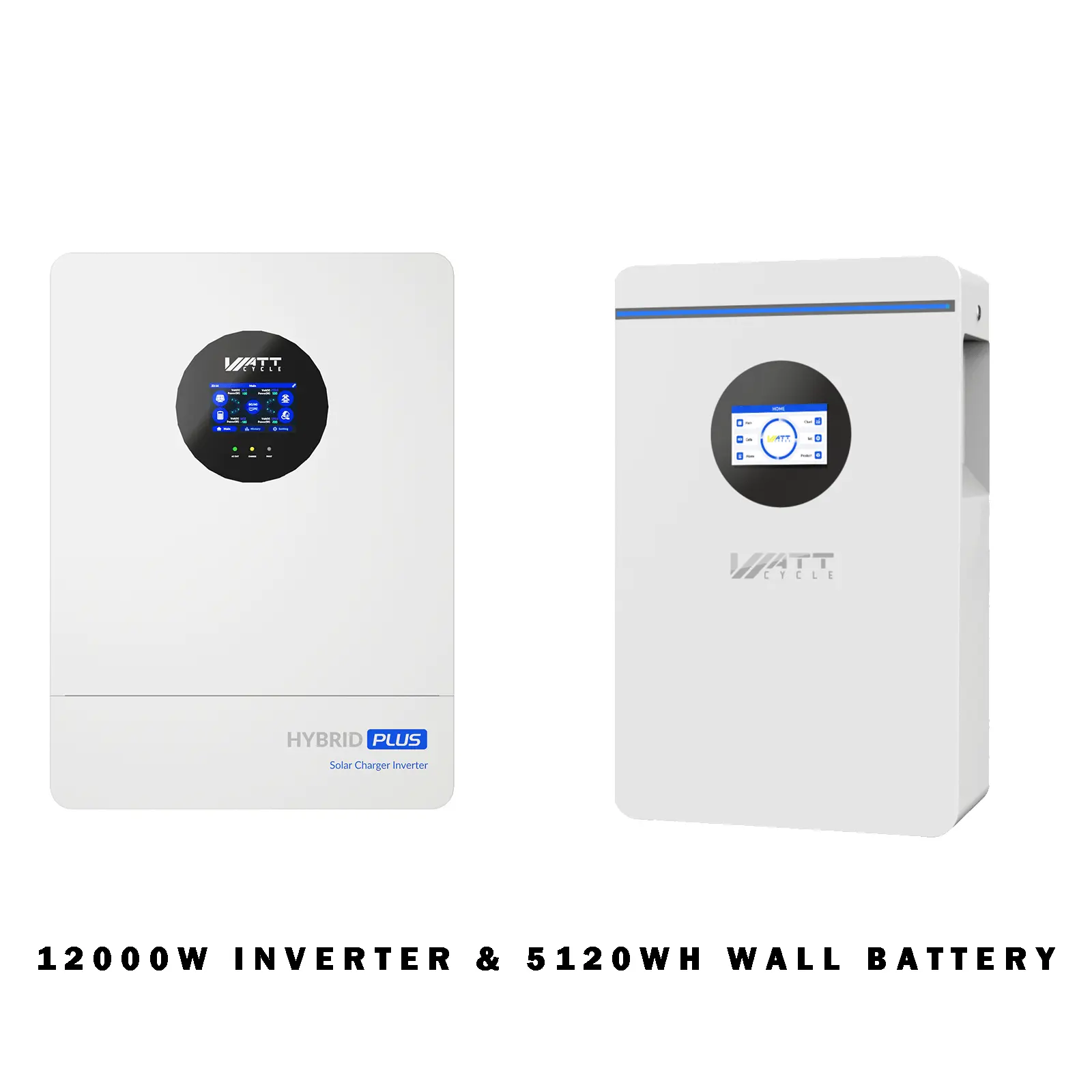 【WattCycle Bundle】WattCycle Storm-ReadyPower System Kit 48V 12kW Hybrid Inverter+WattCycle 48V 100Ah 5.12kWh Wall-Mounted LiFePO4Battery with Bluetooth & Smart Monitoring, Deep CycleHome Backup Battery for Solar System