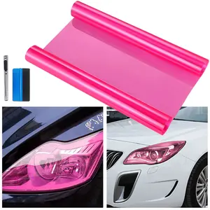 Extra-wide Headlight Taillight Vinyl Tint Wrap 16 Inch X 60 Roll Self Adhesive Fog Light Film Sheet Sticker Cover (pink)