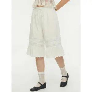 Cider Cotton Lace Drawstring Broderie Anglaise Bermuda Bloomer Shorts