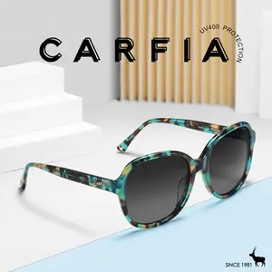 CARFIA Fashion Polarized Sunglasses for Women UV Protection Hand-crafted Acetate Frame Retro Big Oversized Sun Glasses