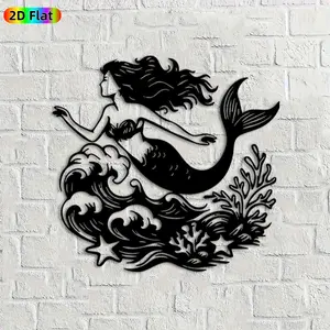1pc Mermaid Metal Wall Art, Enchanting Mermaid Statue Mural, Ideal Gift for New Year, Easter, Mermaid Decor Enthusiasts, Rust-Resistant Metal Wall Decor Wall Sculptures, Perfect for Bathroom Wall & Garden Fence, Unique Underwater-Themed Home Decor