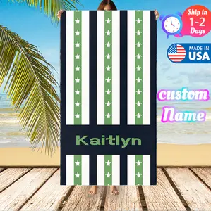 Custom Kaitlyn Themed Striped Beach Towel, Nautical/Star/Space Personalized Towel