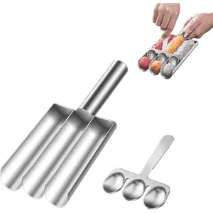 Meat Baller Spoon with Cutting Spade, Triple Meatball Maker for Meatball Lovers, DIY Meatball Making Set, Home Cooking Tools for Quick Making Meatballs