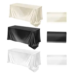 2pcs,  Rectangle Tablecloth, Stain Silkly Soft Tablecovers, 145*220 cm Rectangle Satin Dining Table Cloths for Wedding Baby Shower Banquet Reception Restaurant Outdoor Party Wedding Outdoor Activities Banquet, Wedding Decorations