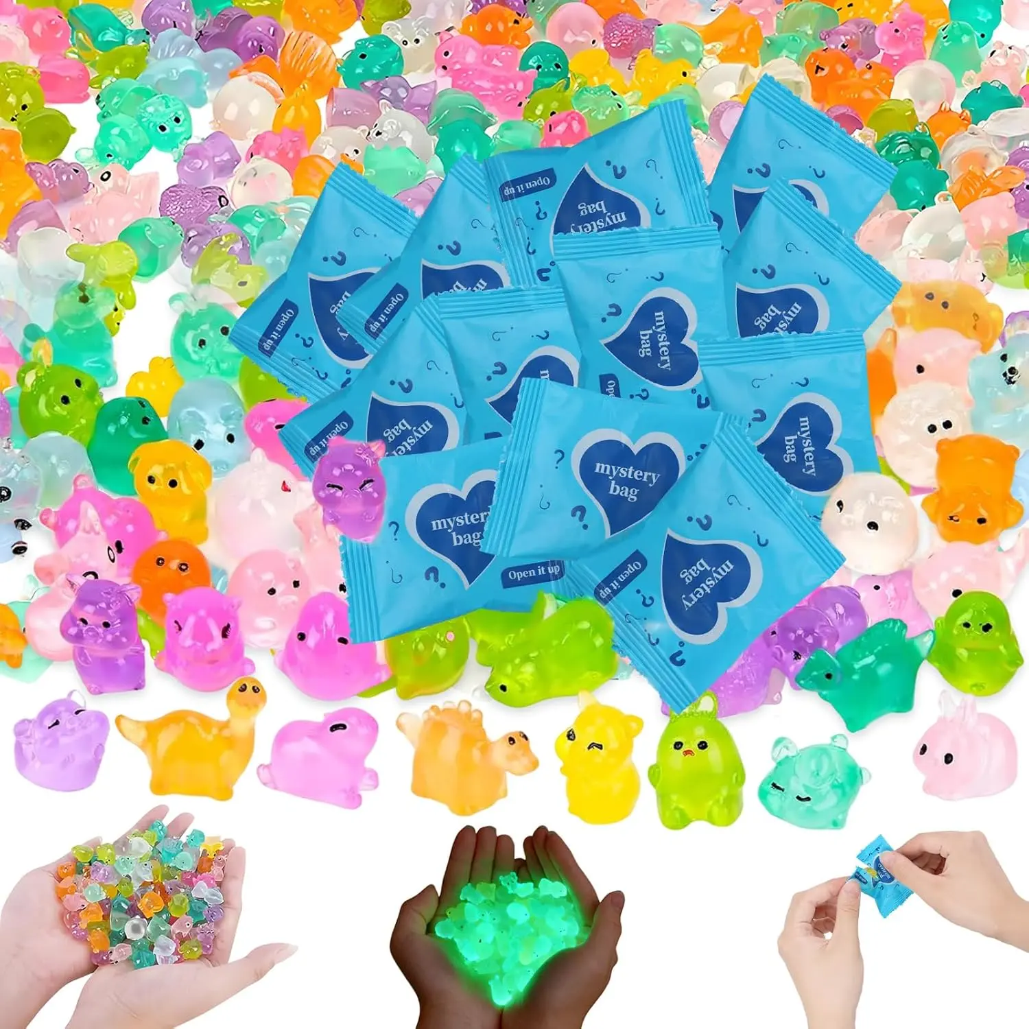 50Pcs Lightweight Smooth Luminous Mini Resin Animal Figurine Set - Decorative Modern Home Desk Ornaments, DIY Crafts Supply, Father’s Day Gift