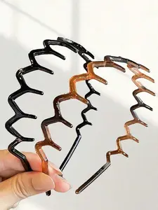 Women's Summer Wave Hairband, Vintage Style Fashion High Top Design, Anti-Slip Plastic Hair Tie, Elegant Tortoiseshell Pattern, Headband