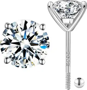 Lab Created Earrings for Men and Women - Men's Lab Created and Lab Grown Diamond Stud Earrings Sterling Silver Lab Created Earrings for Men