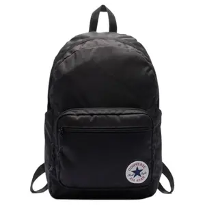 Converse GO 2 Classic Round Logo Polyester Backpack for Men and Women, Minimalist Stylish, Black
