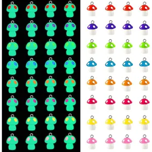Mushroom Charms, 64 Pcs Mushroom Resin Charm Beads Ornament Glow in The Dark Pendant for DIY Bracelet Necklace Jewelry Making