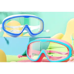 Adult large frame swimming goggles waterproof and anti-fog high definition swimming glasses one-piece silicone children's swimming goggles