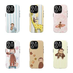 Brainwaves Curious George Banana Monkey Phone Case | Classic Children's Book Phone Cover for Samsung iPhone17-11 pro max plus Cute Retro Monkey with Banana, Party Theme PBS Kid Book