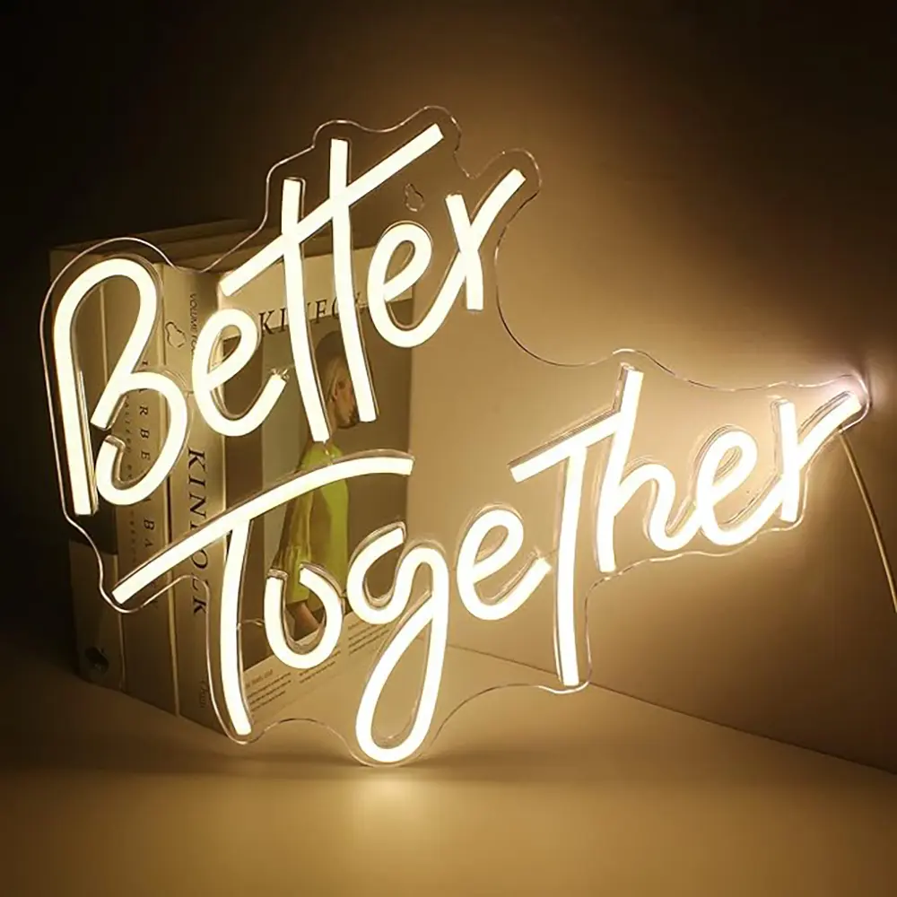 Better Together LED Neon Sign, USB Dimmable Neon Light, Perfect for Wedding, Anniversary, Engagement Party Decor, Couple Gift