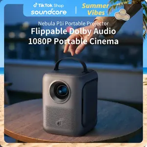 Nebula P1i Portable Projector with WiFi and Bluetooth by soundcore, Flippable Design, 1080P FHD, 380 ANSI Lumens, Auto Focus/Keystone, All-Glass Lens, Built-in Speaker outdoorfun