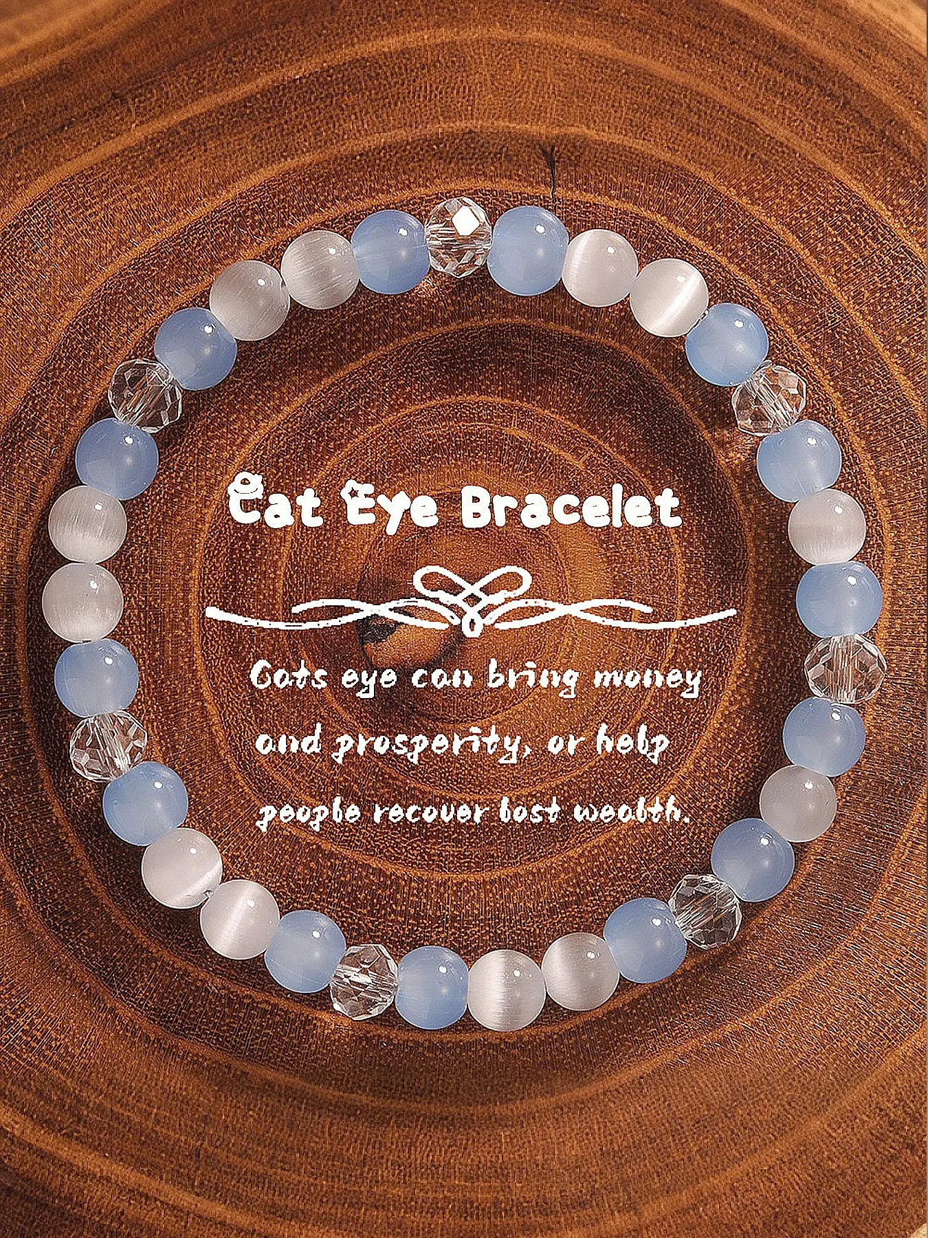 Natural Aquamarine Cat Eye Crystal Beaded Bracelet, Chakra Healing Crystals, Spiritual Jewelry for Wealth & Prosperity, Unisex Chakra Energy Balance Gift