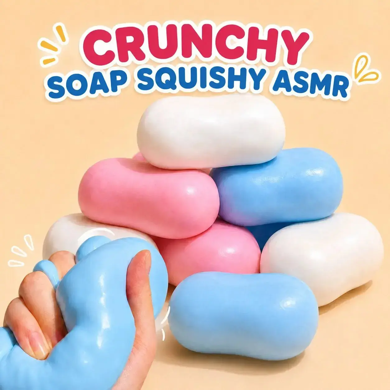 ASMR Crunchy Soap Ball Squishy Stress Ball, Round Filled Squeeze Fidget Toy for Adults, Desktop Anti-Stress Sensory Toy, Great Birthday Gift for Exam Week
