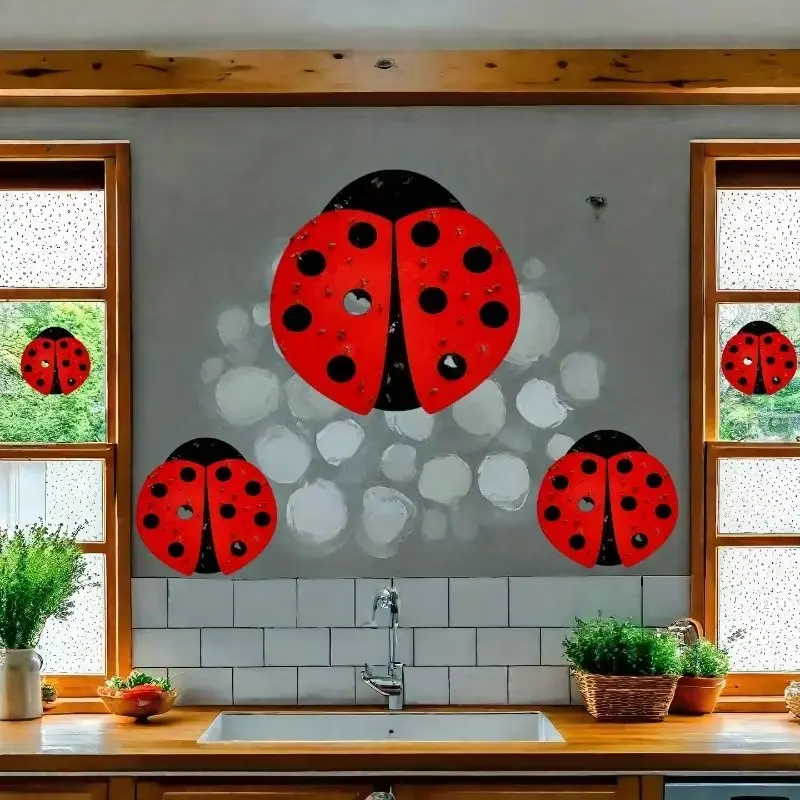 10-Pack Ladybug Pattern Fly Traps, Odorless Sticky Fly Stickers, Indoor Plant Fly Catcher, Window Fly Trap for Home Use, House, Home Pest Control