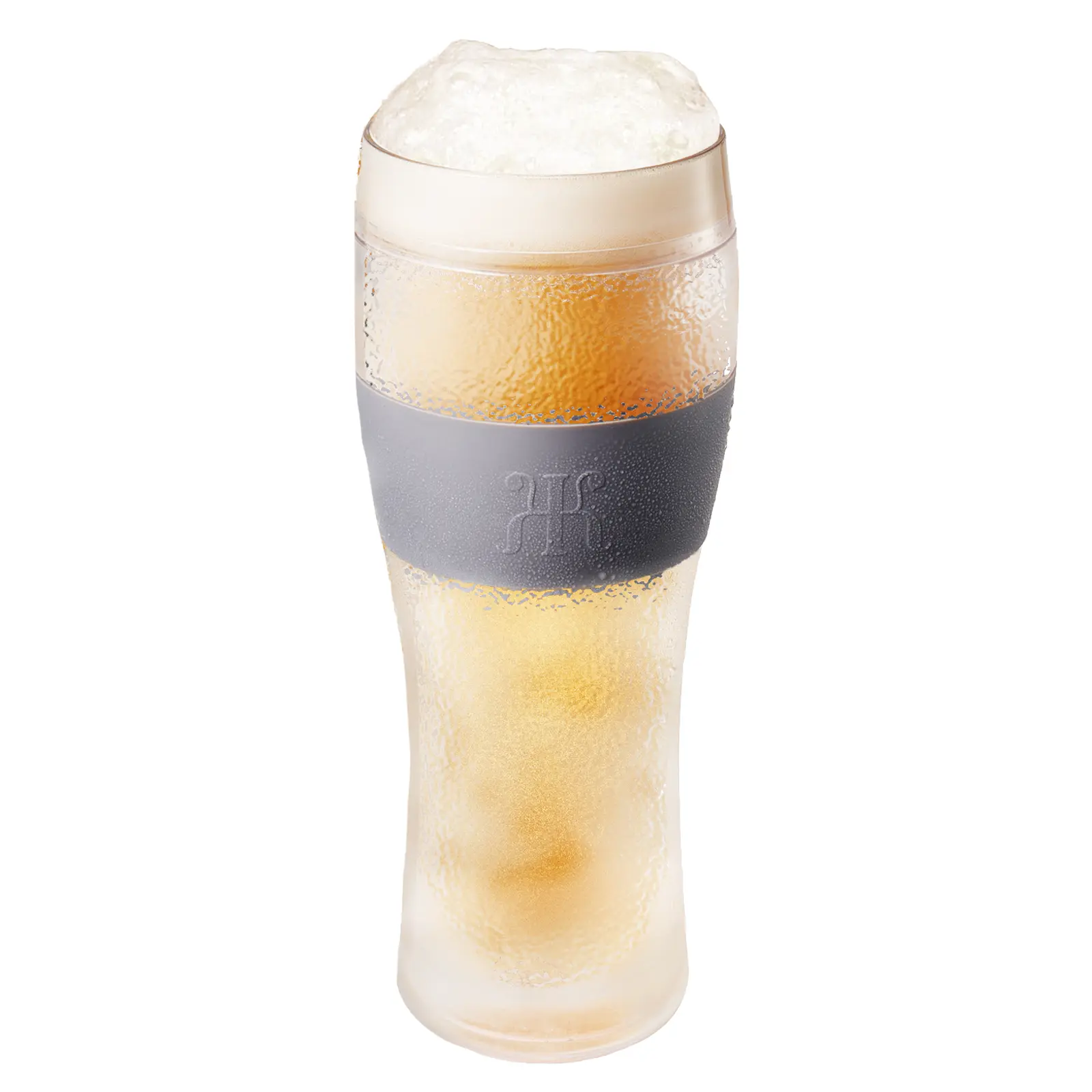 Unbreakable Double Wall Insulated Freezable Beer Glasses - SINGLE - Large 12 oz Reusable Pilsner Shatterproof Tritan Glass, Upside Down Bottle Design, Pub Mug, For Beer Lover, Picnic Indoor & Outdoor