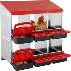 VEVOR 2 Tiers Chicken Nesting Boxes, 6 Compartments, Metal Egg Laying Boxes with Protective Collection Lids, Roll Out Nesting Box, Easy to Assemble, Ideal for Hens, Ducks, Chickens, and Other PoultryVEVOR Super Brand Day