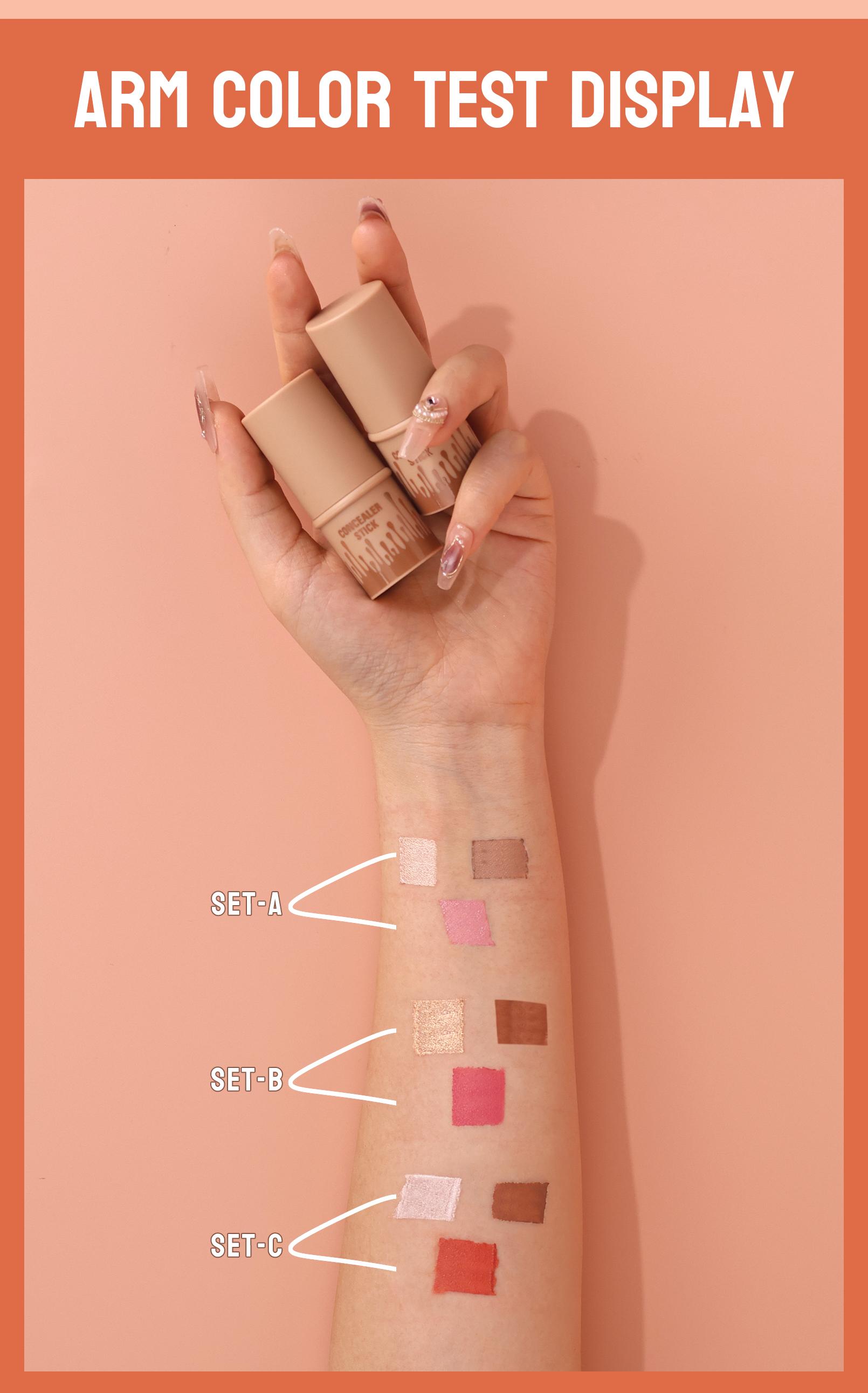 HelloKiss 3-Piece Contour Stick Set Highlight Contour Blush Stick Cream Blush for All Skin Tones Makeup Cosmetic Long-Lasting Transfer-Proof Buildable Formula - Blend, Brush