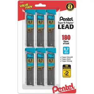 Pentel Refill Super Hi-Polymer Lead (0.7mm) HB 30pc tube 6pk 
