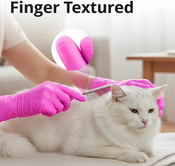 20/50 PC 9'' – Fuchsia Pink Nitrile Gloves – Disposable Latex Free & Powder Free– Chemical Resistant, Pink Rubber Gloves