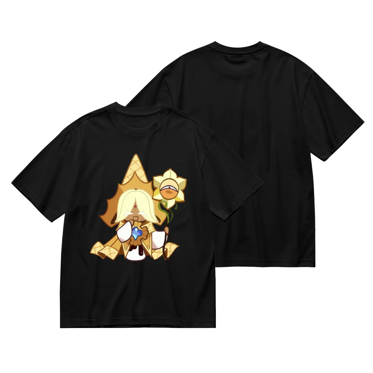 Cookie Run Kingdom Pure Vanilla Cookie Graphic T-Shirt, Soft Pre-Shrunk Cotton Kawaii Character Unisex Casual Cosplay Fan Printed Tee