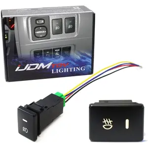 Factory Style 4-Pole 12V Push Button Switch w/LED Background Indicator Lights Compatible With Fog Lights, DRL, LED Light Bar, etc For 200 Series Toyota (33x22mm)