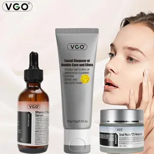 VGO Three-In-One Set Vitamin C Serum,Moisturizer,Facial Cleanser Moisturizing Suitable for sensitive skin-Live Skincare Radiance-A Comfort Skin Repair skincare 5-step routine cleanser