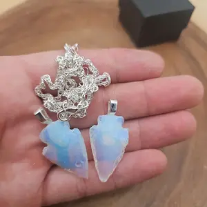 Opalite Pendant Necklace - Elegant Design with Blue Opalite Charms and Silver Chain Subtle Elegance Daily Wear