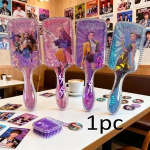 Kpop Hair Comb Square Pad Cartoon Design High-Quality Long Handle Sandfall Styling Brush Universal Hairbrush Fashion Hair Care