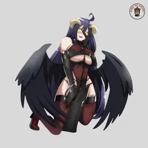 Albedo Overlord Gothic Vinyl Sticker, Dark Winged Anime Waifu Decal, Albedo Demon Girl for Laptop, Car Window, Notebook Decor