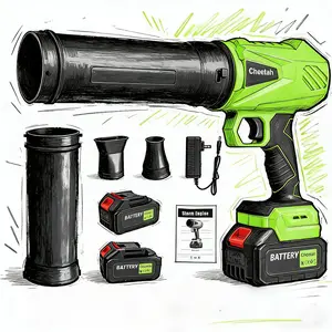 Cheetah  Cordless Leaf Blower Dual 21V 3.0Ah Batteries Extended Nozzle Turbo Jet Fan High-Speed Lightweight for Yard Patio Leaves Dust Blowing Garage Maintenance Christmas Gift