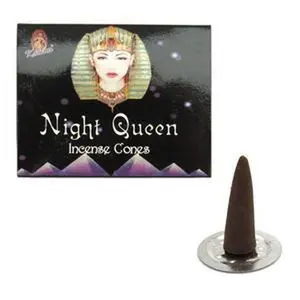 Kamini Aromatics Night Queen Incense Cones - Floral Scented Handcrafted Cones for Relaxation & Meditation - Pack of 10 - Natural Ingredients for Long Lasting Aroma