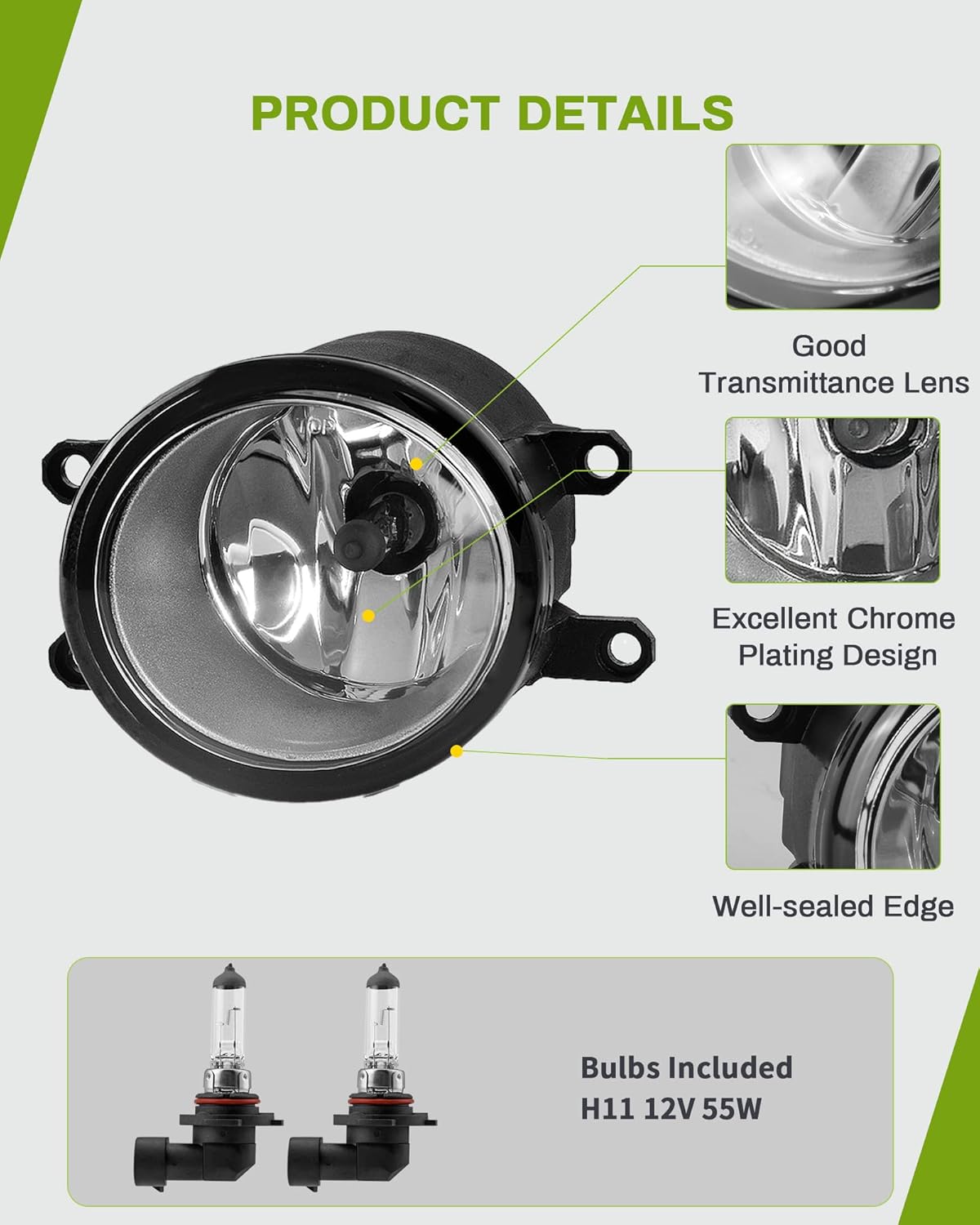YITAMOTOR Fog Lights Compatible with 2011-2017 Sienna (Not Fit SE Models) Fog Lamps with H11 12V 55W Bulbs & Wiring Harness Clear Lens
