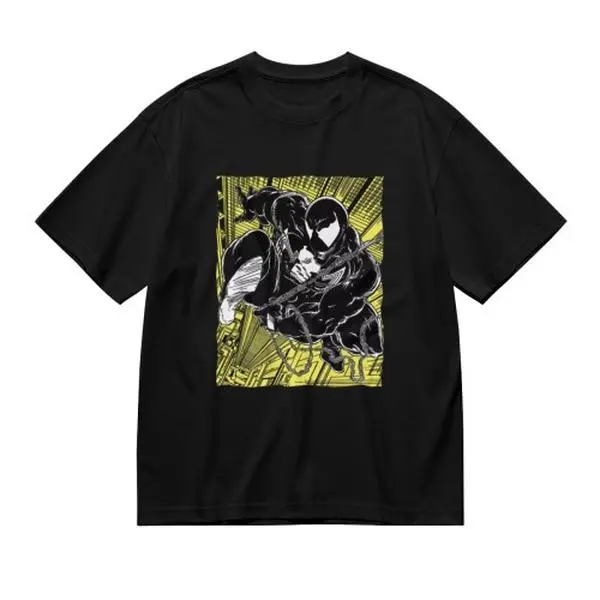 Marvel Spider-Man Venom Symbiote T Shirt Premium Cotton Crewneck Short Sleeve Featuring The Iconic Black Suit In Classic Comic Style Perfect For Summer
