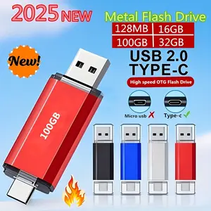 100% Real Capacity Micro Drive 128MB/16GB/64GB/100GB USB Type C High Speed USB Flash Drive OTG Pen Drive Type-C OTG USB Flash Drive