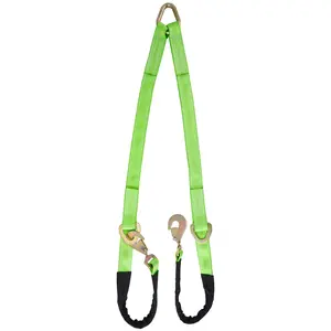 V-Bridle Strap 2"x4' w/Snap Hooks w/ Cordura Sleeve & Axle Straps Recovery Tow Truck Accessories Webbing Vehicle Protection Towable Atv High Visibility