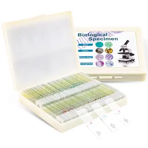 100 Prepared Microscope Slides with Specimens for  Adults - Bacterium, , Human Tissues, Mitosis, , ,  Cells Samples for Biological Science Lab, School Students