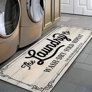 Letter Pattern Laundry Room Mat, Non-slip Washable Floor Mat, Decorative Carpet for Home Kitchen Bathroom Laundry Room
