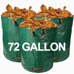 3-Pack 72-Gallon Reusable Garden Waste Bags – Heavy-Duty Collapsible Yard Bags for Leaves, Grass & Lawn Debris – Durable Oxford Fabric, Reinforced Handles – Fits Standard US Curbside Pickup