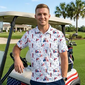 Style Funny Caddie Golf Polo Shirt Performance Short Sleeve - Funny Patriotic Golf Polo for Men