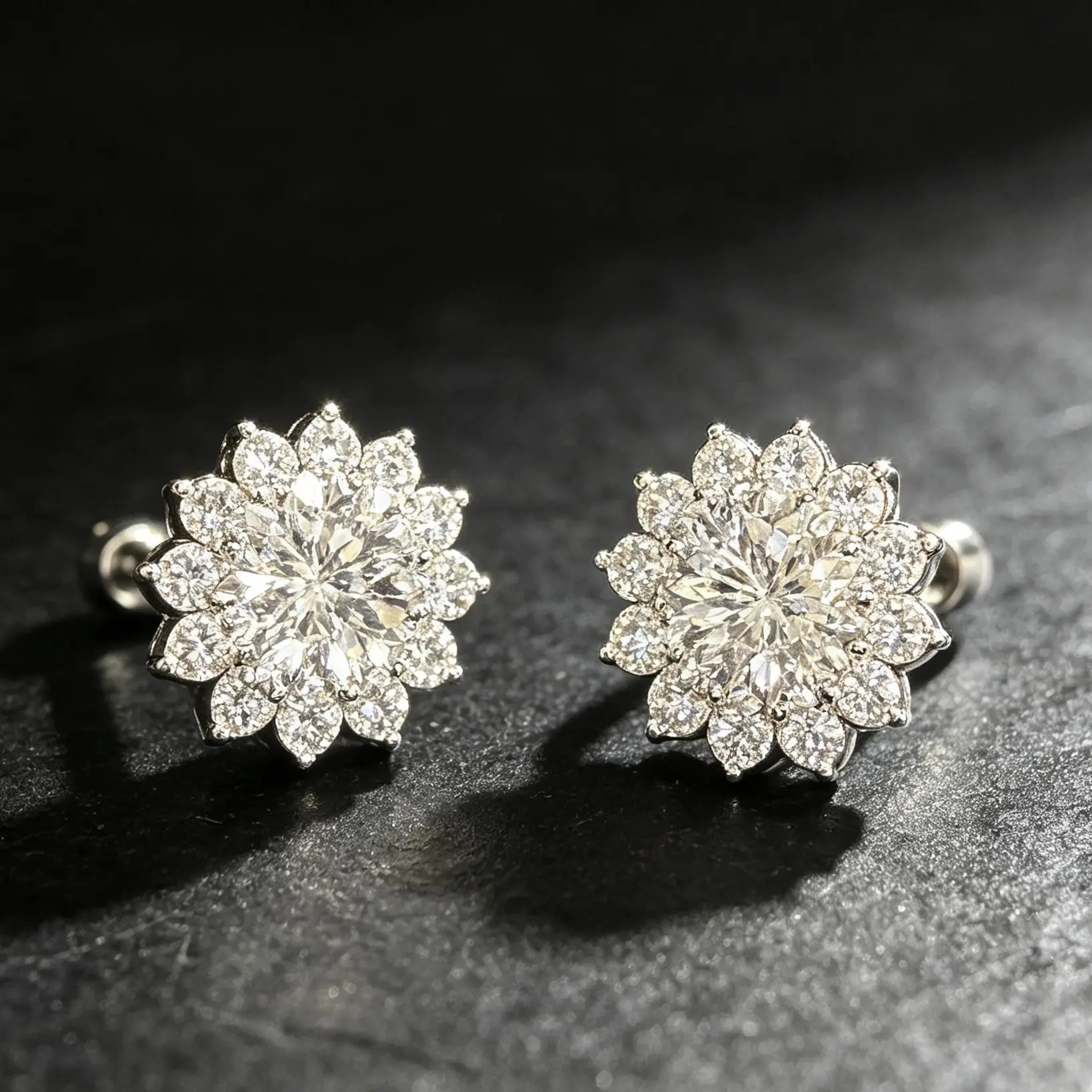 Floral Cluster s925 silver Moissanite Stud Earring Sets, Shining Costume Jewelry,Back-to-school season, Black Friday, Christmas, gifts Matching Wedding Ring Set Pairing
