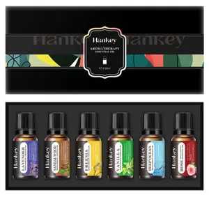 4-6 Bottle 10ML Aromatherapy Essential Oil Set, Natural Therapeutic Yoga Oil Plant Perfume Gift Box, Humidifier Diffuser, Fruit Flower Scent, Lavender Rose Vanilla