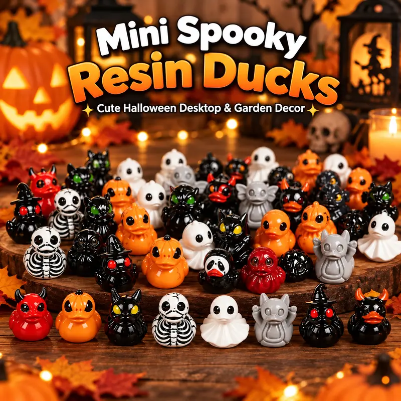 100pcs Mini Devil Ghost Skull Resin Ducks - Halloween Decorations, Desk Ornament, Creative Home Decor, Halloween Party Gift