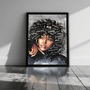 Wooden Acrylic Framed Canvas Painting, Modern Style, Modern Art Design, Woman Painting Poster, Wall Art Decor Living Room Bedroom Office, Home Decoration, Perfect Gift, Artwork