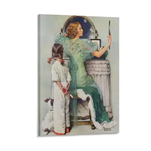 Vintage Norman Rockwell Art Oil Painting Poster Canvas Poster Bedroom Decor Sports Landscape Office Room Decor Gift Frames Ornaments Wall Decoration Artistic Photo