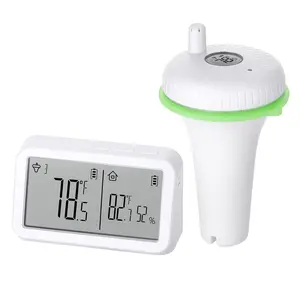 Ibsp02r floating wireless thermometer set with indoor temperature humidity monitor ipx7 waterproof for swimming pools hot tubs small ponds aquariums