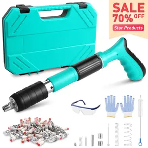 [Valentine Gift]Manual Mini Steel Nail Gun 5 Gears Power Adjustable Concrete nail gun Woodworking integrated air nailer gun with 10 Nails