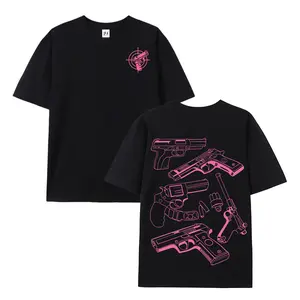 Vintage Washed Pink Pistol Graphic T-Shirt | 100% Cotton Edgy Streetwear Tee