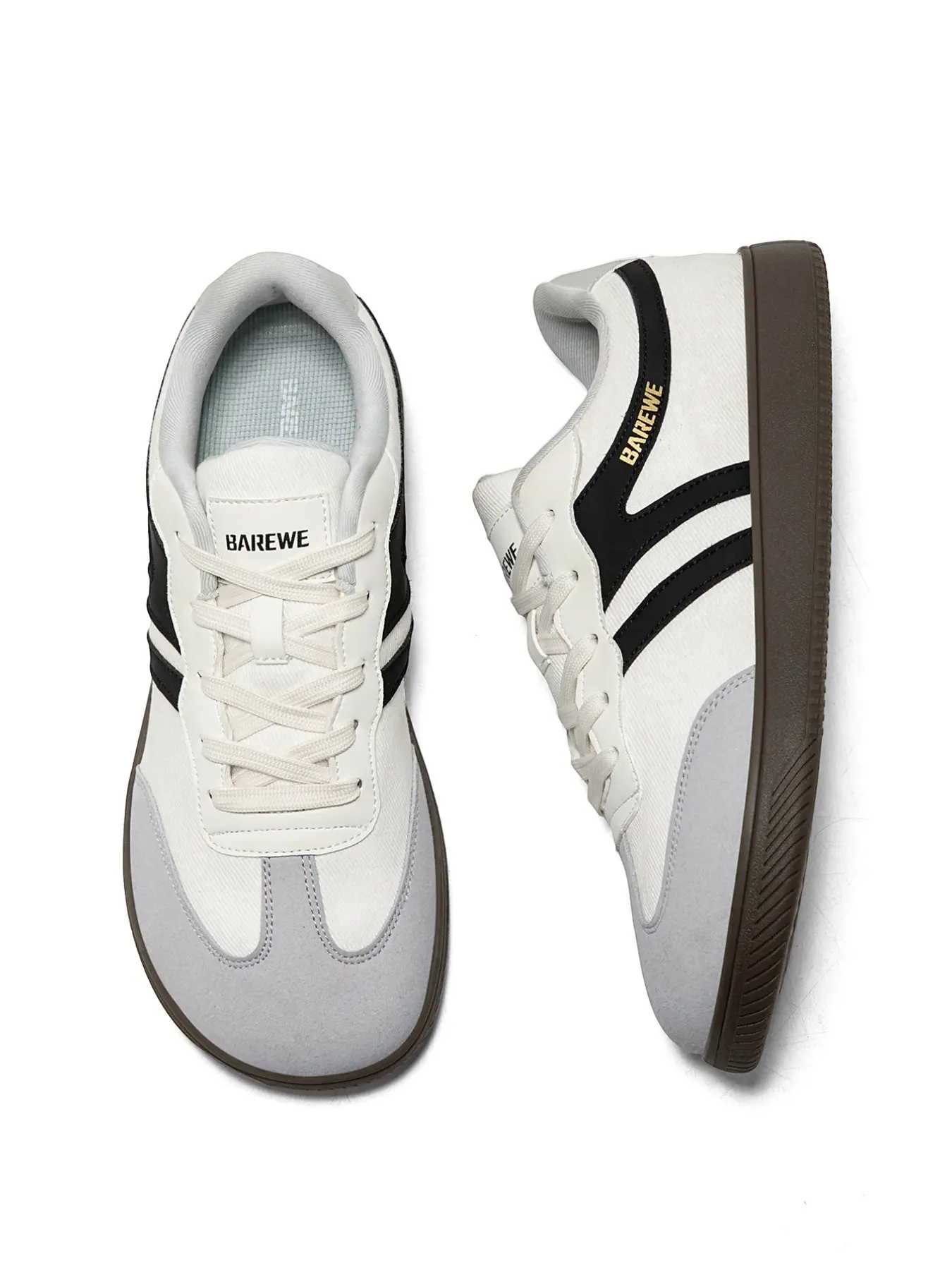 Barewe Wide Head Flat Casual Outdoor Training Shoes, Lace-Up Lightweight Vintage Style Athletic Sports Shoes, Sports Trainers, Sneaker, Walking Shoes, Footwear, PU Leather Low Top All Seasons